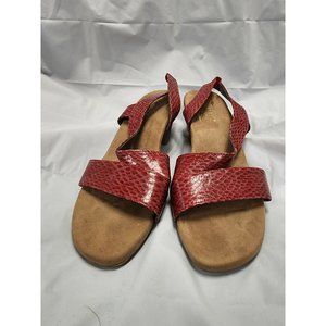 Aerosoles Womens Red Snake Print Block Heel Slingback Sandals Size US 8.5